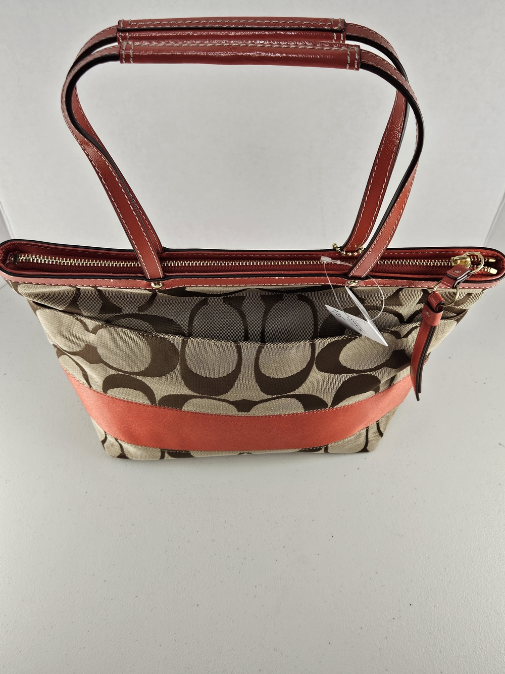 NWT Vintage classic c coach brown and orange purse shoulder tote bag - Picture 9 of 16